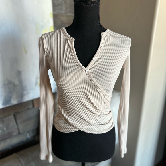 Jonathan Simkhai Tops - Jonathan Simkhai Criss Cross Button Collar Long Sleeve Fitted Shirt